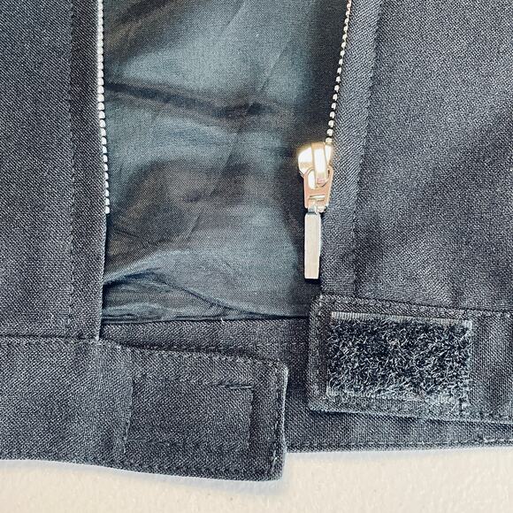 VINTAGE HALSTON Black Label Black Jacket Classic Full Zip Spread Collar Size 6 - Picture 9 of 13